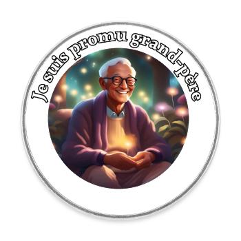 Future grandfather - Round  fridge magnet - white - Front