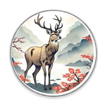 Ein majestätischer Hirsch - Runder Kühlschrankmagnet - Weiß - Vorne