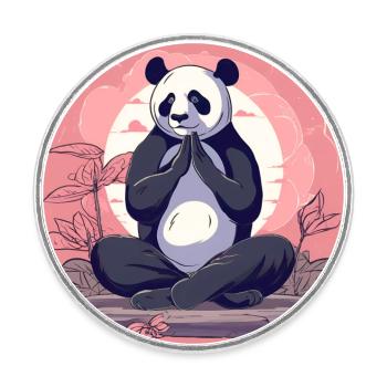 A Zen panda - Round  fridge magnet - white - Front