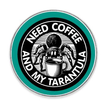 Café et tarentule araignée disant café disant - Magnet rond - blanc - Devant