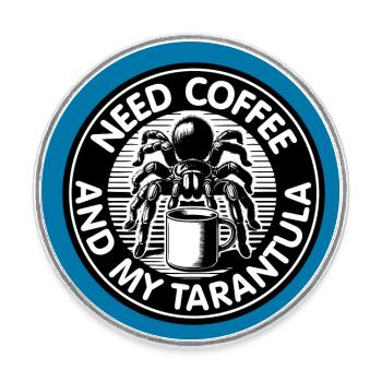 Café et tarentule araignée disant café disant - Magnet rond - blanc - Devant