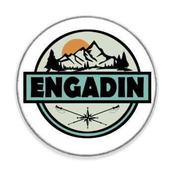 Engadin - Runder Kühlschrankmagnet - Weiß - Vorne
