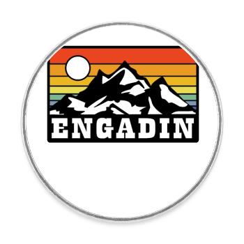 Engadin - Runder Kühlschrankmagnet - Weiß - Vorne
