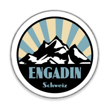 Engadin - Runder Kühlschrankmagnet - Weiß - Vorne