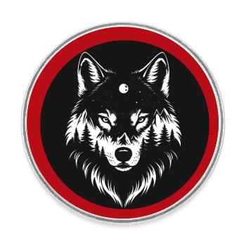 Schwarzer Wolf Wolfportrait. Wolfdesign für Wolf F - Runder Kühlschrankmagnet - Weiß - Vorne