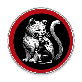 Le chat et la souris dans l’amitié, la paix et l’amour - Magnet rond - blanc - Devant