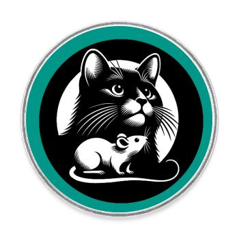 Le chat et la souris dans l’amitié, la paix et l’amour - Magnet rond - blanc - Devant