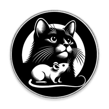 Le chat et la souris et l’amitié la paix et l’amour - Magnet rond - blanc - Devant