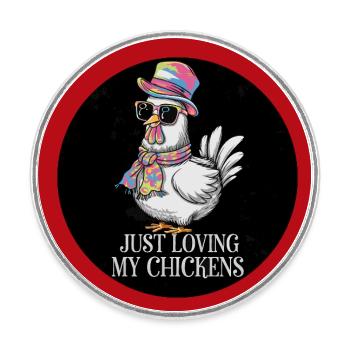 J’aime mes poules - Drôles de poulets - Magnet rond - blanc - Devant