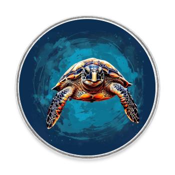 sea turtle in watercolor technique - Round  fridge magnet - white - Front