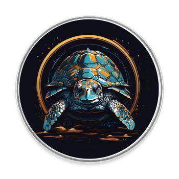 sea turtle in watercolor technique - Round  fridge magnet - white - Front