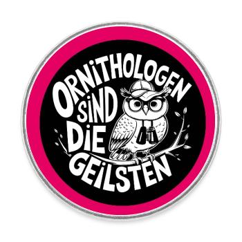 Ornithologen sind die Coolsten Eule mit Fernglas - Runder Kühlschrankmagnet - Weiß - Vorne