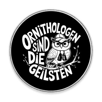 Ornithologen sind die Coolsten Eule mit Fernglas - Runder Kühlschrankmagnet - Weiß - Vorne