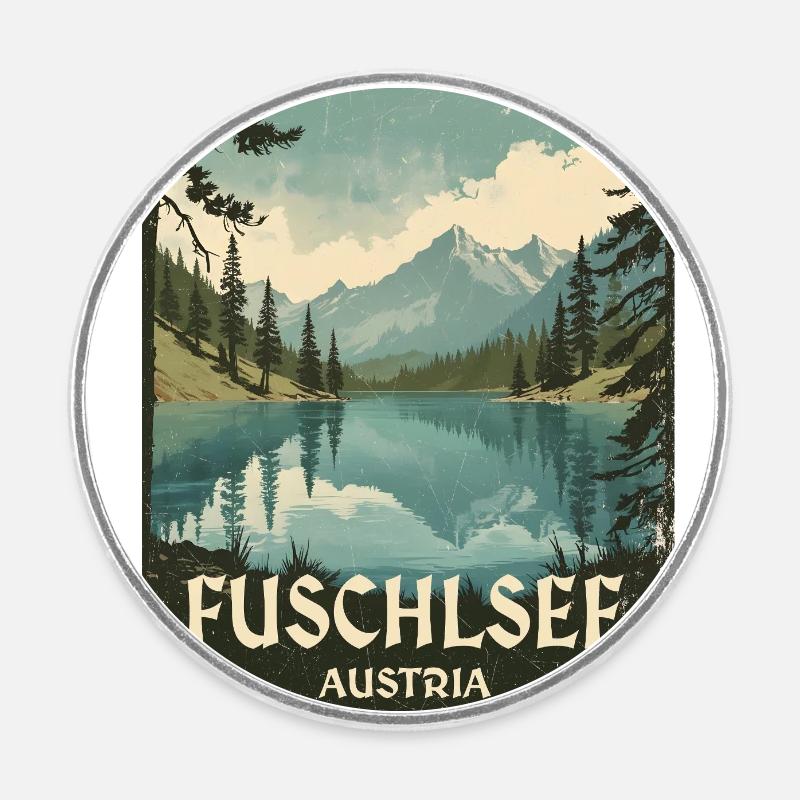 Lac de Fuschl - Magnet rond - blanc