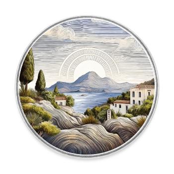 Paysage en Grèce - Magnet rond - blanc - Devant