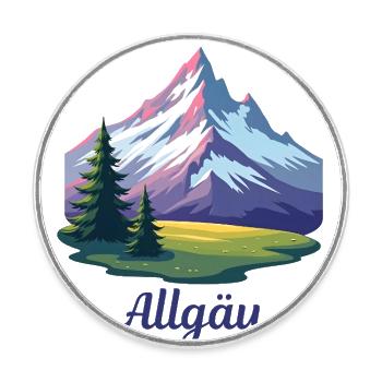 Allgäu bunt comic - Runder Kühlschrankmagnet - Weiß - Vorne