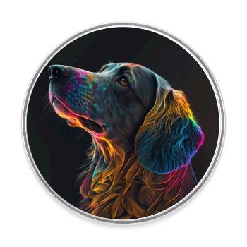 Chien multicolore - Magnet rond - blanc - Devant