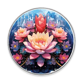Lotus Blume Mandala Zauber - Runder Kühlschrankmagnet - Weiß - Vorne