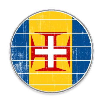 Retro Madeira Flagge - Runder Kühlschrankmagnet - Weiß - Vorne