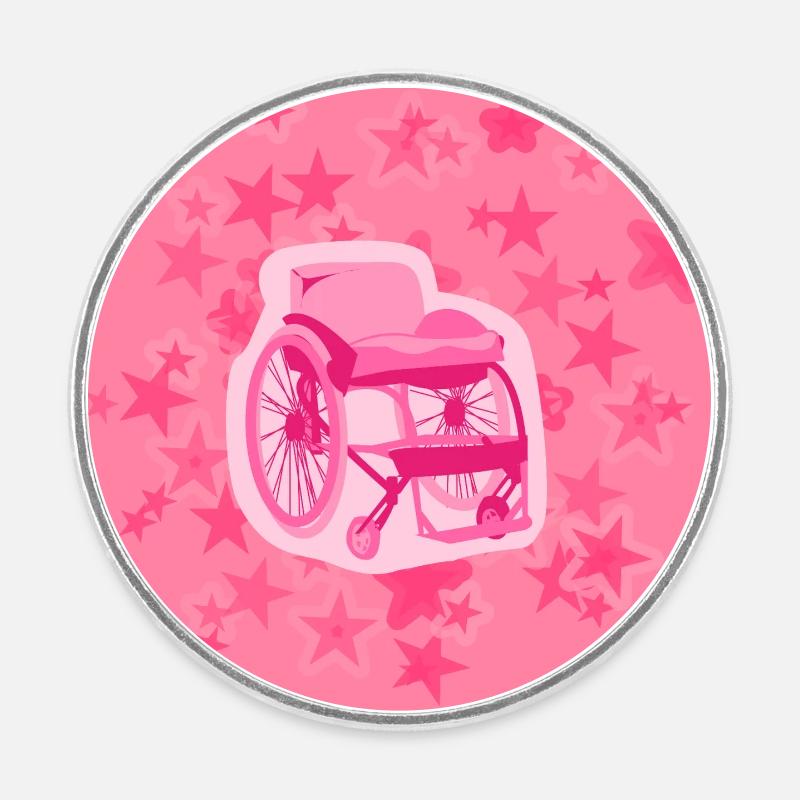 Pinker Rollstuhl Button – Inklusion & Empowerment - Runder Kühlschrankmagnet - Weiß