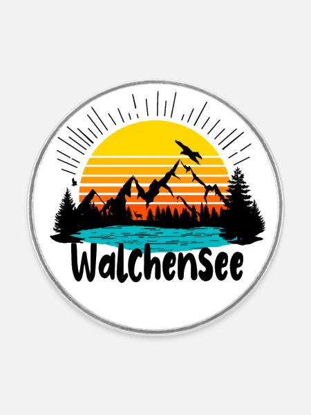 Walchensee Berge - Runder Kühlschrankmagnet - Weiß