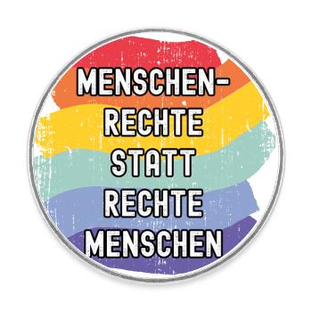 Menschenrechte statt rechte Menschen Demokratie - Runder Kühlschrankmagnet - Weiß - Vorne