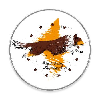 Australian Shepherd, red tri - Round  fridge magnet - white - Front