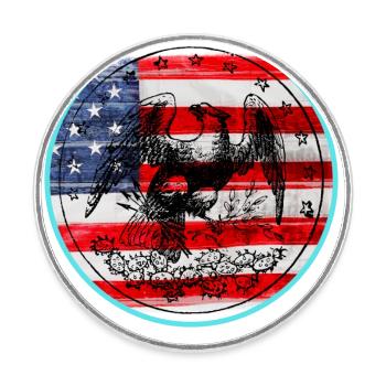 USA, étoiles et ceintures - Magnet rond - blanc - Devant