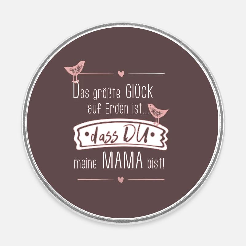 ButtonMuttertag Mama SabineVegan HerzAufShirt - Runder Kühlschrankmagnet - Weiß