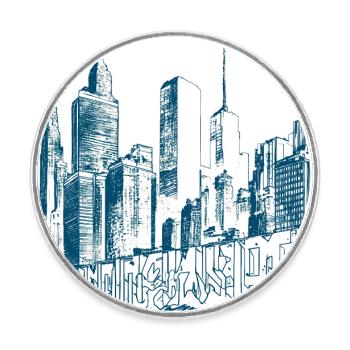 Dessiner Skyline New York - Magnet rond - blanc - Devant