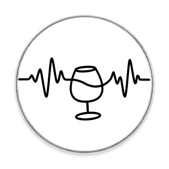 Wein Herzschlag Weinglas - Runder Kühlschrankmagnet - Weiß - Vorne