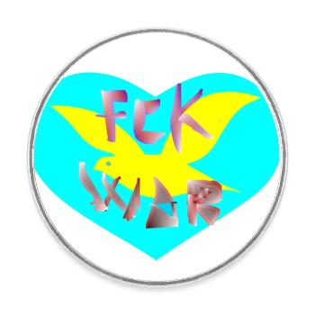 Fuck War, I Love Peace - Round  fridge magnet - white - Front