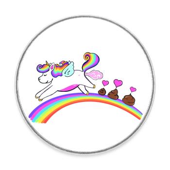 Einhorn - Regenbogen - Unicorn Poop - Runder Kühlschrankmagnet - Weiß - Vorne