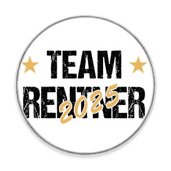Rentner 2025 Stempel Ruhestand Rente Geschenk - Runder Kühlschrankmagnet - Weiß - Vorne