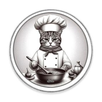 Cat Cook - Round  fridge magnet - white - Front