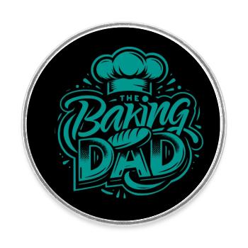 backender Papa - Vater ist Bäcker und backt Brot - Runder Kühlschrankmagnet - Weiß - Vorne