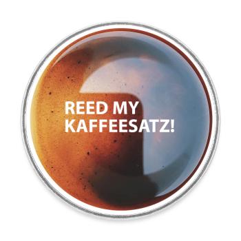 Coffee "Reed my Coffee Grounds" - Round  fridge magnet - white - Front