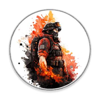 Héros en uniforme : Pompier - Magnet rond - blanc - Devant