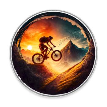 Mountainbike BMX MTB Fahrrad Street Trial Outdoor - Runder Kühlschrankmagnet - Weiß - Vorne