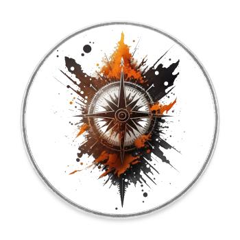 Gardez le cap : boussole nautique pour la navigation - Magnet rond - blanc - Devant