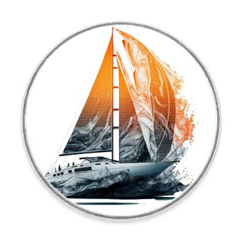 La lutte contre le vent et les vagues, voilier - Magnet rond - blanc - Devant