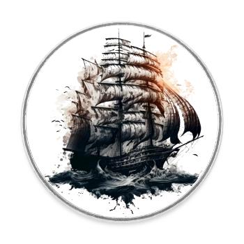 Segelschiff auf hoher See: Freiheit und Abenteuer - Runder Kühlschrankmagnet - Weiß - Vorne