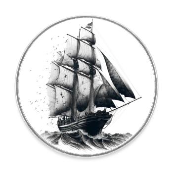 Segelschiff auf hoher See: Freiheit und Abenteuer - Runder Kühlschrankmagnet - Weiß - Vorne