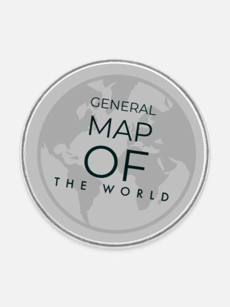 General map of the world - Round fridge magnet - white