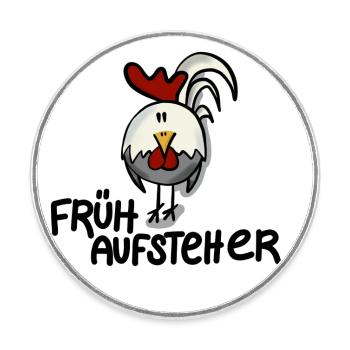 Hahn Frühaufsteher - Runder Kühlschrankmagnet - Weiß - Vorne