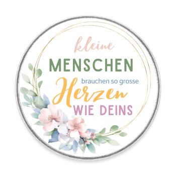 Kleine Menschen brauchen so große Herzen wie deins - Runder Kühlschrankmagnet - Weiß - Vorne