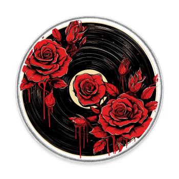 Vinyl Records Love - Round  fridge magnet - white - Front