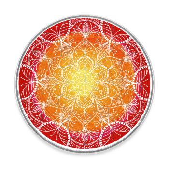 Feuerblüte – Mandala der Kraft & Energie - Runder Kühlschrankmagnet - Weiß - Vorne
