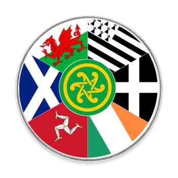Flaggen der keltischen Nationen, Pan Celtic, Wales, Schottland - Runder Kühlschrankmagnet - Weiß - Vorne