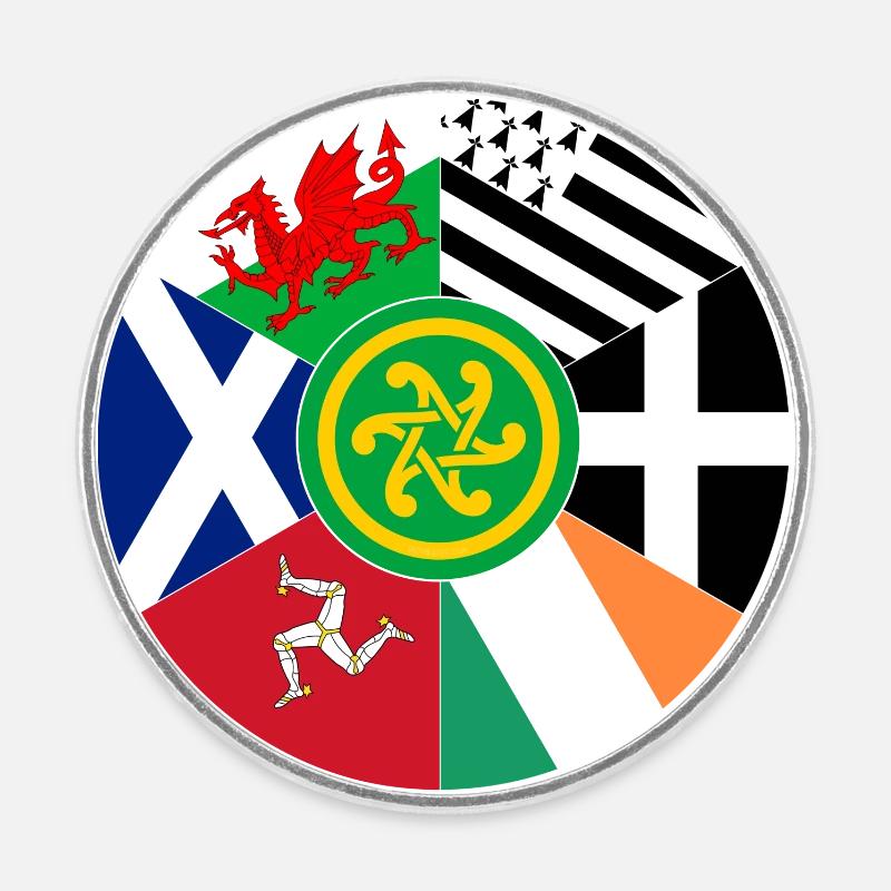 Drapeaux des nations celtiques, Pan Celtic, Pays de Galles, Écosse - Magnet rond - blanc